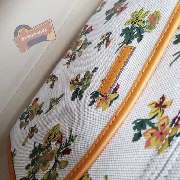 #bagsavenue Yellow Green Floral Christmas Tory Burch Daisy Printed Jumbo - Picture 5 of 16